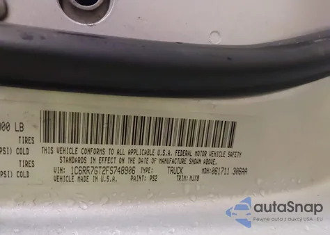 2015 Ram 1500 Big Horn z USA, uszkodzony, nr VIN 1C6RR7GT2FS748906